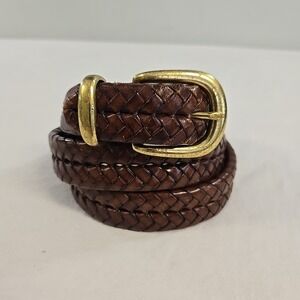 Coach #5922 Men's Brown Braided Leather 1 1/8" Casual Belt Sz 38
